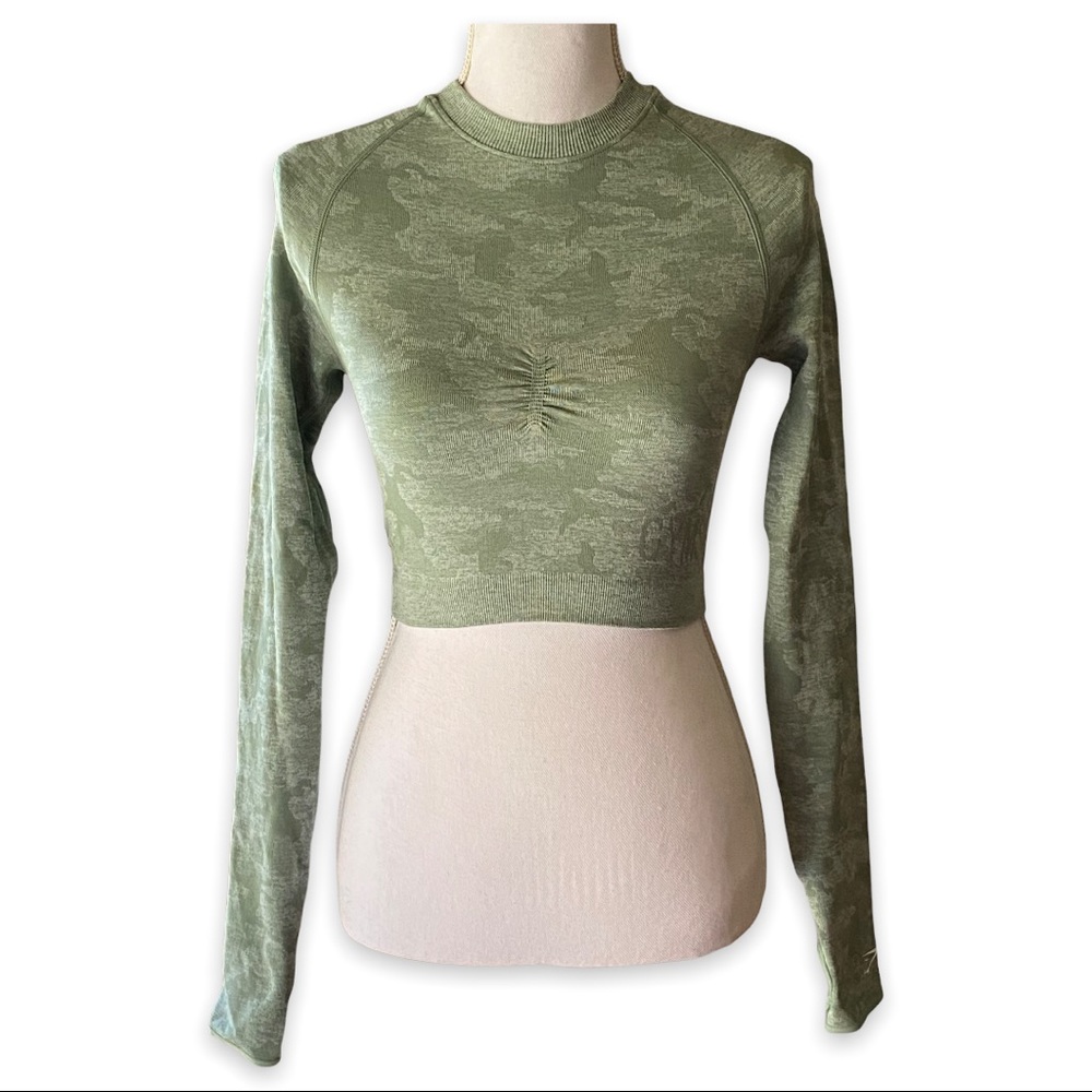 GYMSHARK Crop Top Sage Green - Picture 1 of 6